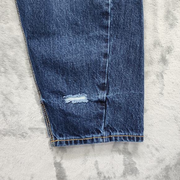 Old Navy Jeans Womens 12 Blue Dark Wash Extra High-Rise Balloon Distressed Ankle - Picture 3 of 12